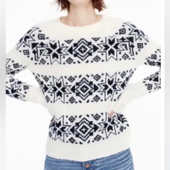 🌟 J Crew Womens Fair Isle Striped Sweater XXS Baby/Ivory Pullover Wool Blend - Picture 1 of 6